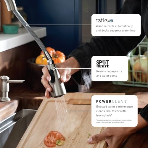 Moen Align Spot Resist Stainless One-Handle Modern Kitchen Pulldown Faucet with Retractable Reflex Docking System and Power Boost Spray Technology for a Faster Clean, 7565SRS - Image 4