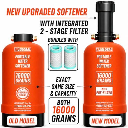 RV Water Softener Portable with Integrated 2 Stage Water Filter System - 16,000 Grain, 3/4" GHT Fittings, Convenient Water Softener for RVs, Trailers, Boats, Mobile Car Washing, Pressure Washing - Image 3