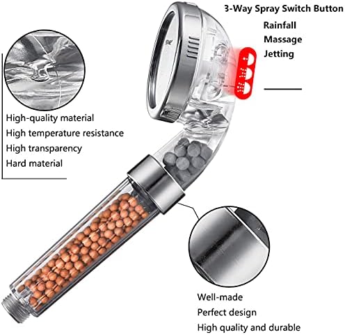NOSAME Shower Head, Filter Filtration High Pressure Water Saving 3 Mode Function Spray Handheld Showerheads for Dry Skin & Hair - Image 3