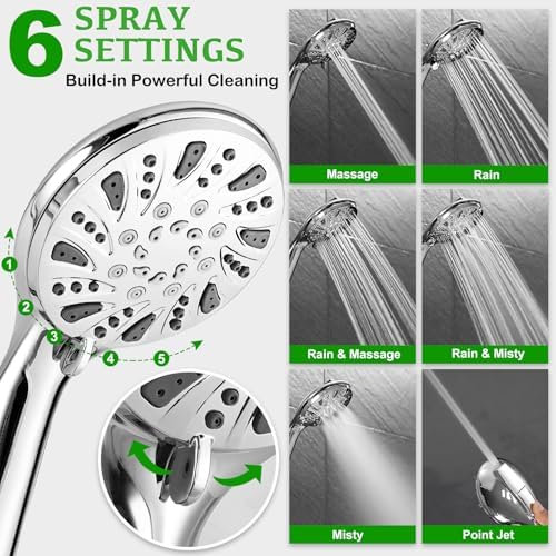 OHDAY® High Pressure Shower Head with Handheld Built-in Power Wash 6-Mode - Image 2