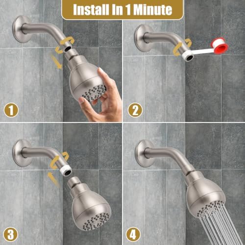 AISOSO Fixed Shower Head High Pressure 2PCS 3Inch Showerhead Brushed Nickel - Image 6