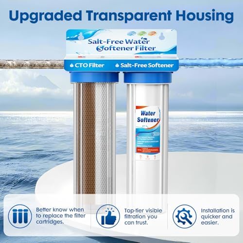 Salt Free Whole Home Water Filtration System,3/4" FNPT Salt Free Water Softener Alternative, 0.5 Micron Filtration Reduce Chlorine, Chemical & Odors Prevent Water Scale Buildup,Protect Appliances - Image 5