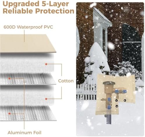 2-Pack Insulated Backflow Preventer Covers, 5-Layer Winter Pump Protection, Pvc Sprinkler Valve Covers, Guard For Pressure Vacuum Breakers, Snow, Rain, Wind & Sun Shield - Image 3