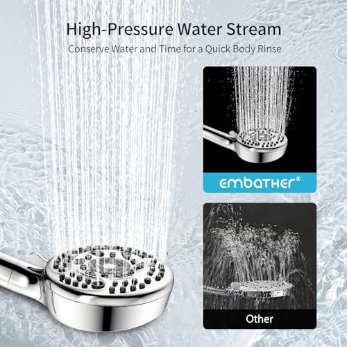 Filtered Shower Head with Handheld, 9 Spray Mode High Pressure Shower Head with 4 Filters, Hard Water Filter Showerhead - Remove Chlorine, Chrome - Image 6