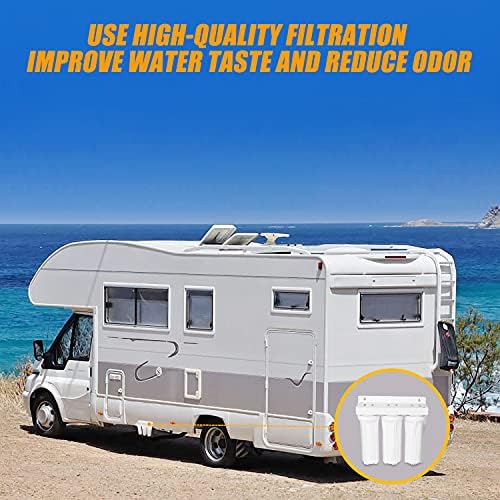 External RV Filter System RV Water Filter Store System Install with Bracket, 3-Stage RV Water Purifier Filtration System Compatible With Marines Boats and RVs - Image 3