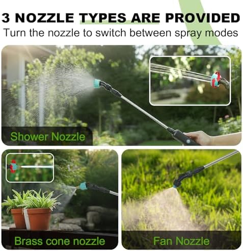 22.1'' Electric Sprayer Wand, Adjustable Nozzle, 16.4FT Hose, Upgrade Rechargeable Battery ensure Long Runtime, Lightweight Cordless Wand for Weed Control & Plant Watering - Image 5