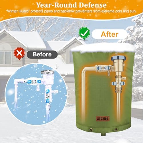 RICHIE Backflow Preventer Cover (5°F) Heavy-Duty 5-Layer Insulated Enclosure, Freeze & All-Weather Protection for Outdoor Pipe, Irrigation Sprinkler Valve, Well Water Pump & PVB, 12" Wx26 H Green - Image 4