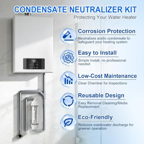 Condensate Neutralizer Kit for Rinnai 804000074 | Acid Condensate Neutralizer for Tankless Water Heater & Boiler with Transparent Window & Anti-Corrosion Pellets | pH Neutralization & COD Reduction - Image 3