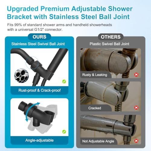 Hibbent Filtered Showerhead with handheld, High Pressure 5 Sprays Shower - Image 6