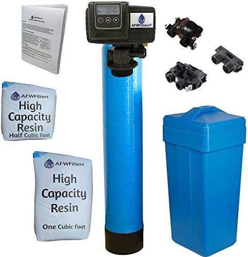 AFWFilters 1.5 Cubic Foot (48k) Whole Home Water Softener with High Capacity Resin, 1" Plastic MNPT Connection, and Blue Tanks by Abundant+Flow+Water+Systems