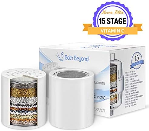 15-Stage Shower Filter Replacement Cartridge (Pack of 2) Shower Filter w/Vitamin C for Hard Water - Shower Water Filter Removes Chlorine Fluoride/Improves Condition of Your Skin, Hair - Image 2