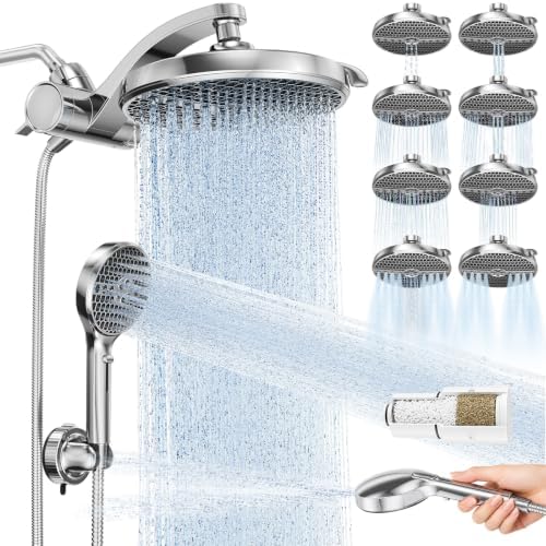 Veken Filtered Shower Head with Handheld, Multi-Pattern Rain Showerhead Set by Veken