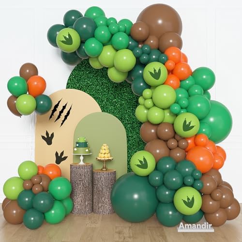 Amandir 153pcs Dinosaur Balloons Arch Garland Kit Different Sizes by Amandir