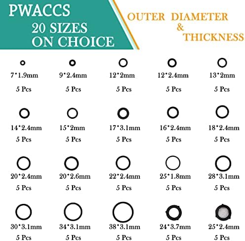 PWACCS High Pressure Washer O Ring Kit, 100 Pieces, Replacement Rubber Ring - Image 2