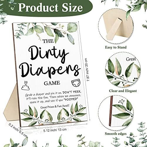 Roowest 51 Pcs Dirty Diaper Baby Shower Games, Greenery Blue - Image 2