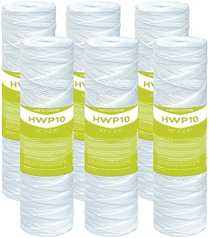 10 Micron Whole House Water Filter Cartridge, 10" x 2.5", 6-Pack by MewMore