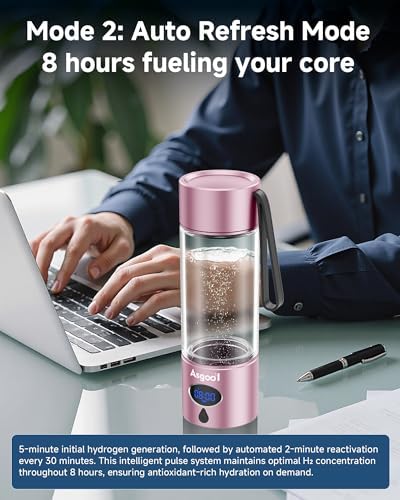 360ml Portable Hydrogen Water Bottle Generator with PEM-SPE Tech, Glass Exterior & Aluminum Shell, 5000 PPB in 8 Minutes, Health Care Gifts for Husband, Wife, Family, Friends, Travel - Image 5