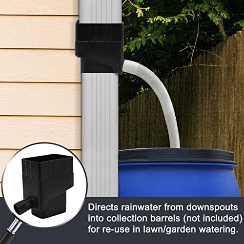 Cyrank Rainwater Collection System, Gutter Downspout Diverter Rain Diverter Kit Rainwater Downspout Collection for Outdoor Garden Lawn (Black) - Image 2