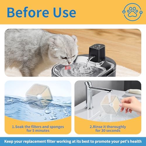 16 Sets Replacement Filter & Sponges for Smartoo 152oz/4.5L Pet Cat Water Fountain, Fountain Filters Compatible with Wireless Stainless Steel Cat Water Fountain PTM-643 - Image 6