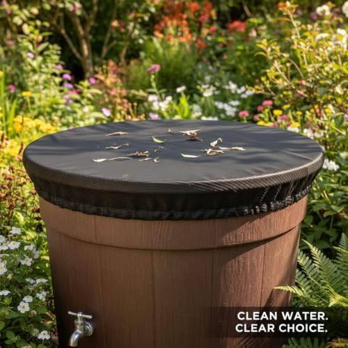 Rain Barrel Mesh Filter Cover, Polyester Mesh Screen, Fits Open-Top Containers up to 39.4 Inches, Black (1 PC) - Image 2