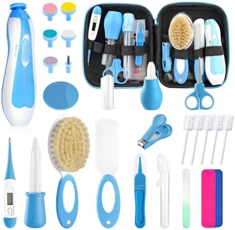 Baby Healthcare and Grooming Kit for Newborn Kids, 31PCS Upgraded Safety Baby Care Kit, Newborn Nursery Health Care Set, Baby Electric Nail Filer Kit, Infant Baby Care Products by POPYJAN