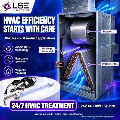 LSE Lighting 24V 14-Inch HVAC UV-C Light Kit, 18W for AC Air Systems - Image 5