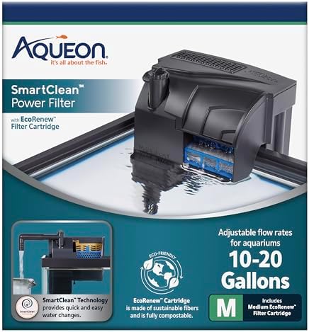 Aqueon SmartClean Power Filter with EcoRenew Filter Cartridge, Quick and Easy Water Changes, Quiet Operation, Adjustable Flow, for Freshwater & Saltwater Aquariums, Medium, 10-20 Gallons (Pack of 12) - Image 2