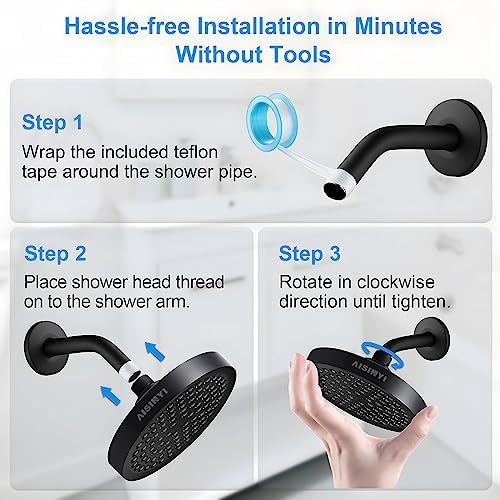 6" High Pressure Rain Shower Head, Luxury Matte Black Finish - Image 6