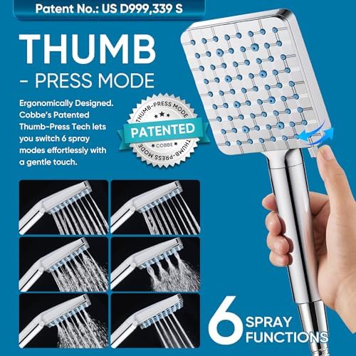 Cobbe Filtered Shower Head with Handheld, High Pressure 6 Spray Mode Showerhead with Filters, Water Softener Filters Beads for Hard Water - Remove Chlorine - Reduces Dry Itchy Skin, Chrome - Image 4