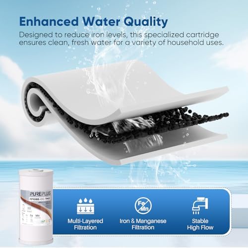 PUREPLUS 10" x 4.5" Whole House Iron Reducing Sediment Water Filter,2PACK - Image 2