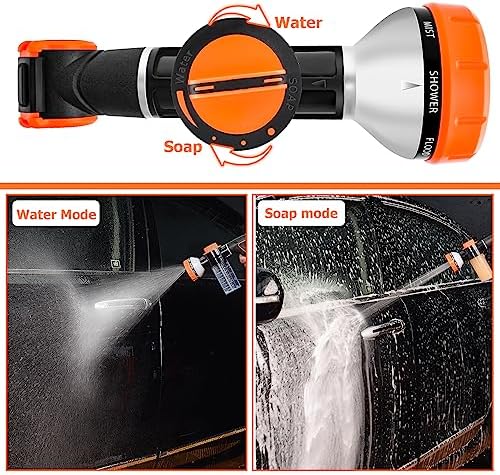 Upgrade Dog Washing Hose Attachment with Soap Dispenser, Dog Bath Hose Attachment with Pet Bath Brush Car Wash Mitt and Dog Comb for Watering Plants, Lawn, Showering Pet(Orange) - Image 6