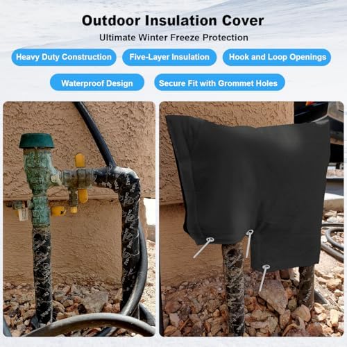 Backflow Preventer Cover - All-Season Freeze Protection Pouch for Water Wells and Sprinkler Valves - Shields Against Harsh Winter Conditions and Intense Sun - 12"x 13"- Black - Image 2