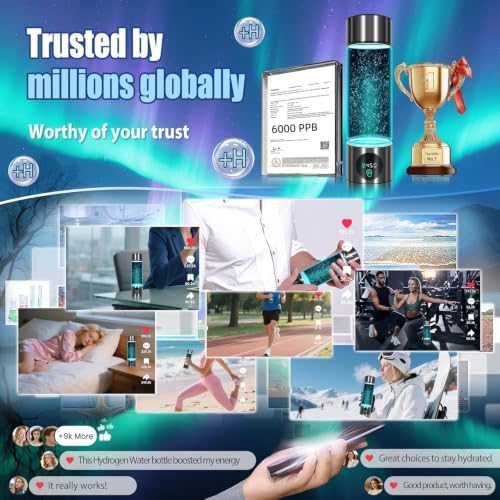 5.0 New Upgraded Hydrogen Water Bottle - Hydrogen Concentration up to 6000 PPB【Certified Hydrogen Generator】 2025 SPE/PEM Technology Odorless Double Hydrogen Content for Sports/Home/Office/Travel - Image 6