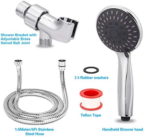 Briout Handheld Shower Head High Pressure 5-Settings with Hose, Chrome - Image 3