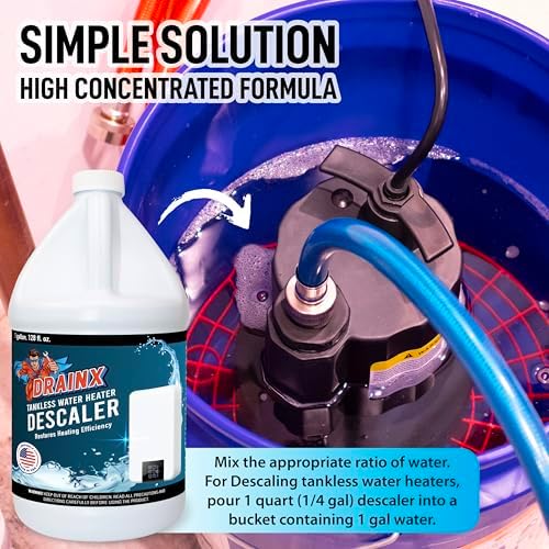 DrainX Tankless Water Heater Descaling Solution | Highly Effective Descaler Restores Heating Efficiency, Gallon, 128 fl oz - Image 3