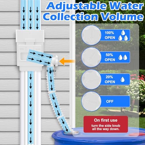 WADEO Rainwater Collection System, Downspout Diverter Fits for 2"x 3" or 3"x 4" Residential Downspouts, Rain Barrel Diverter Kit with Adjustable Valve and Filter, 5FT Hose, White, 2Pack - Image 5