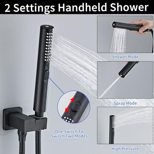 High Pressure Handheld Shower Head with Hose and Holder, Matte Black Cylindrical Hand Held Showerhead with Built-in Power Wash Spray, High Flow Wand for Bathroom - Image 6