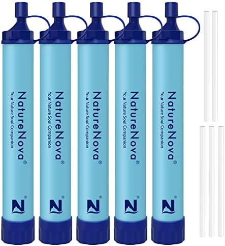 Personal Water Filter Straw Outdoor Portable Filtration Emergency Survival Gear Water Solutions Tactical Gear for Hiking Camping Accessories Travel Hunting Fishing Outing Backpacking by NatureNovaProducts