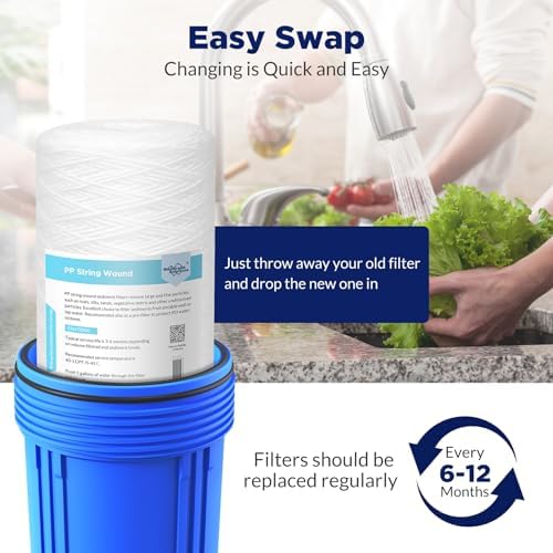 Membrane Solutions 1 Micron 10"x4.5" String Wound Whole House Water Filter Replacement Cartridge Universal Sediment Filters for Well Water - 4 Pack - Image 5