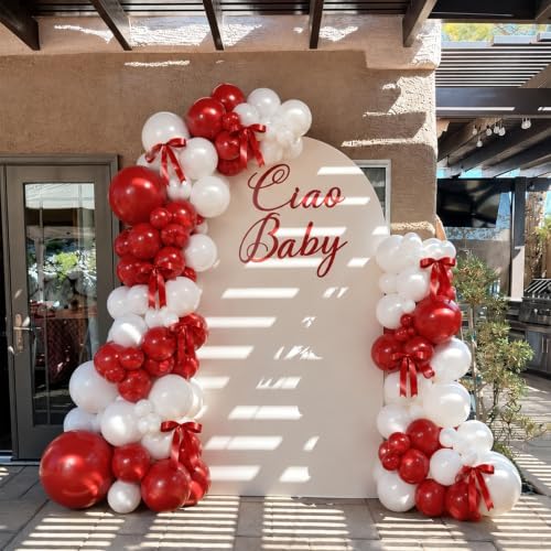 Red and White Balloon Arch Kit for Baby Shower Birthday Decorations - Image 2