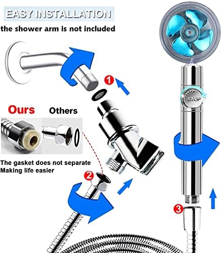 Upgraded High Pressure Vortex Propeller Handheld Shower Head Kit with Spare Accessories, 3 Spray Panels for Multiple Shower Modes - Image 6