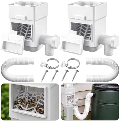 2 Pack Rain Barrel Diverter Kit for 2x3 & 3x4 Inch Downspouts(White) by CEOIGHE