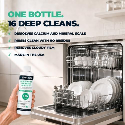 Think Crucial Dishwasher Cleaner & Descaler, 15 Uses, 75% Savings Per Use – 32% Citric Acid Liquid Concentrate – Whirlpool, Bosch, KitchenAid, Samsung, LG – 16 FL OZ - Image 6