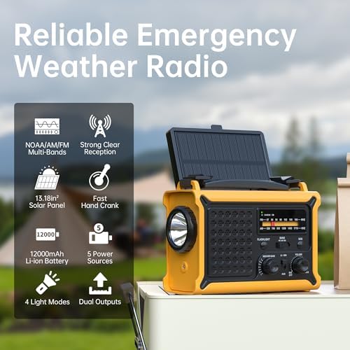 Weather Radios Portable AM FM NOAA Alert with Battery Backup 12000mAh - Image 2