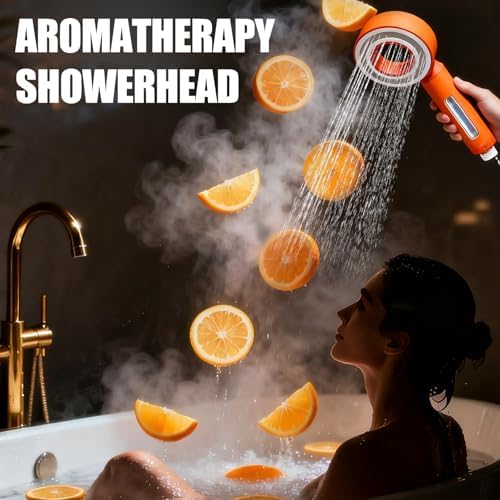 High Pressure Handheld Shower Head, Replaceable Lavender Filter, Vitamin C & Chlorine Removal, Water Efficient, Anti-Rust ABS, CEC DOE Certified, Skin-Friendly Spa (California Orange) - Image 3