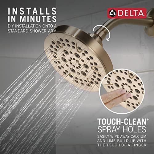 Delta 5-Setting Champagne Bronze Shower Head with High Pressure Spray, 6 Inch Round Shower Head, Showerheads, 1.75 GPM Flow Rate, Champagne Bronze 52535-CZ - Image 4