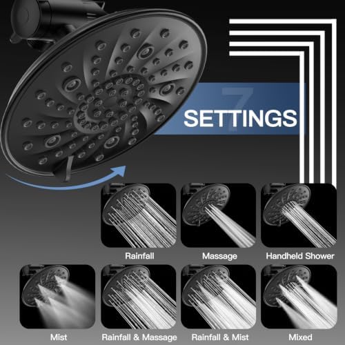 FEELSO Shower Head with Handheld Combo, 8" High Pressure Double Shower Head - Image 2