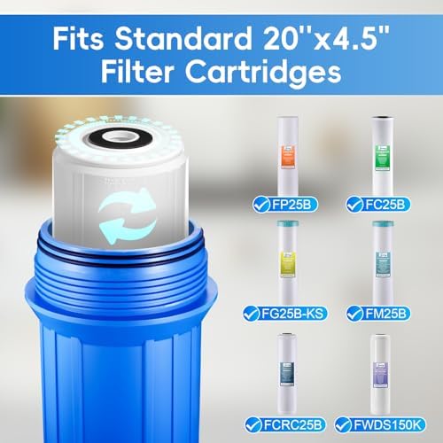iSpring HB28B Whole House Water Filter Housing, 20" x 4.5" Universal Housing for Whole Home Water Filtration w/ 1" NPT Ports Pre-Filtration System - Image 4