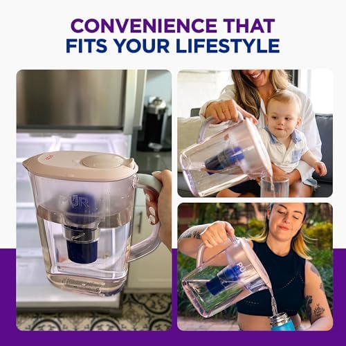 PUR 7-Cup Water Pitcher, 1 Genuine Filter, Cleaner, Great-tasting Water, Dishwasher Safe, Powerful, Faster Filtration, LockFit Cap Design - Blush - Image 6