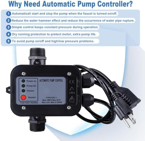 Smart Water Pump Pressure Controller, Automatic Electronic Switch 110-120V - Image 2
